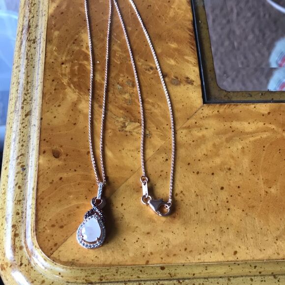 Natural Rainbow Moonstone Gold Vermeil Sterling Silver Necklace - Picture 7 of 7